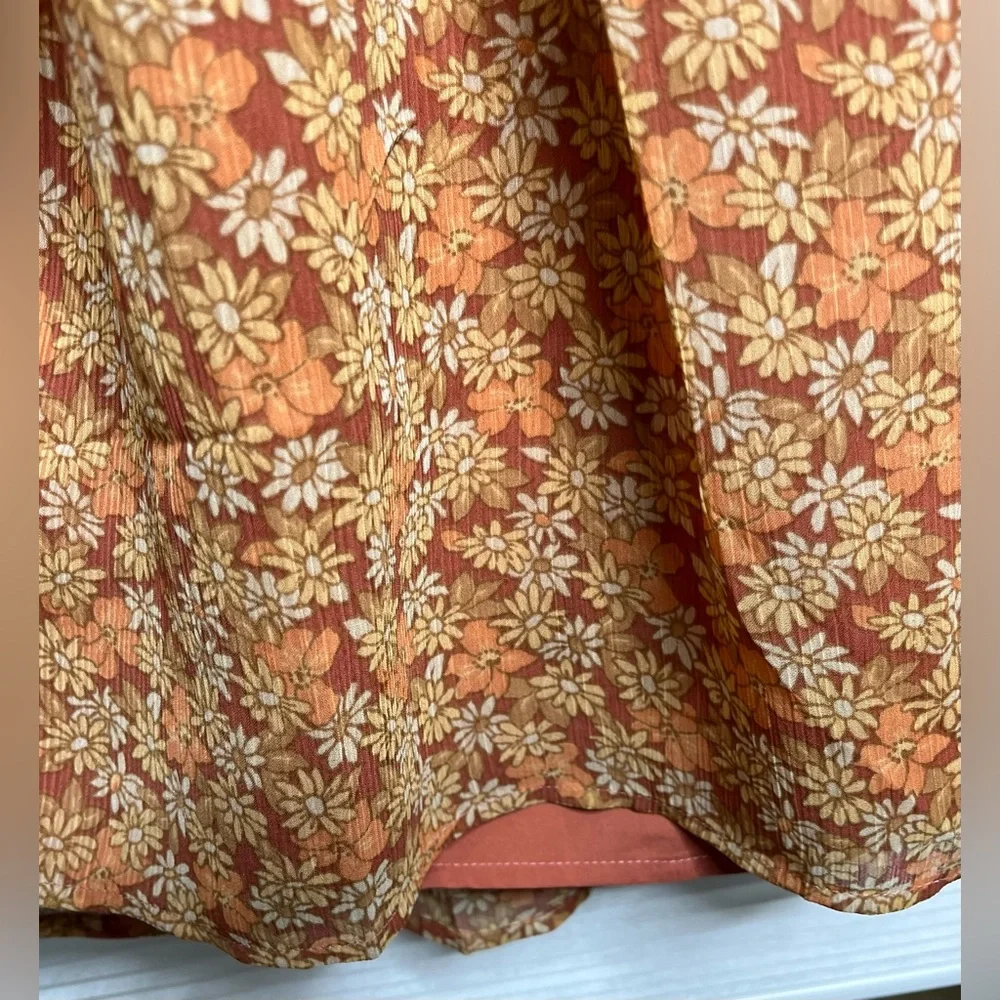 Madewell Georgette Ruffle-Sleeve Midi Long Floral Sundress Daisy Meadow Size 8